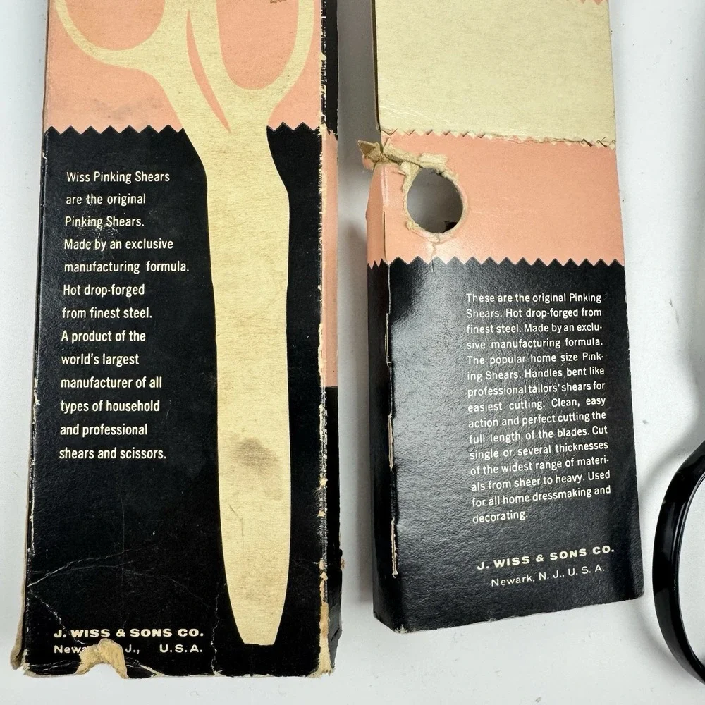 Vintage Wiss CB-7 Pinking Shears Chrome Finish with Black‎ Handles  with Box